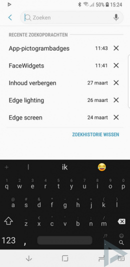 Samsung Galaxy S9 instellingen zoekfunctie