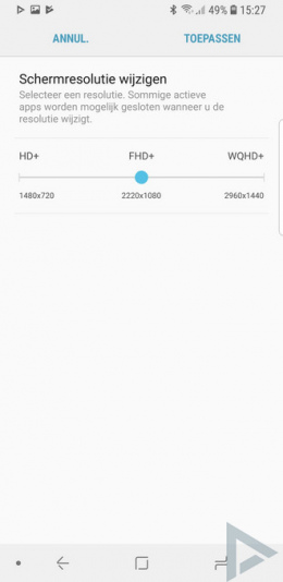 Samsung Galaxy S9 schermresolutie