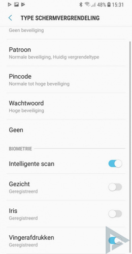 Samsung Galaxy S9 schermvergrendeling