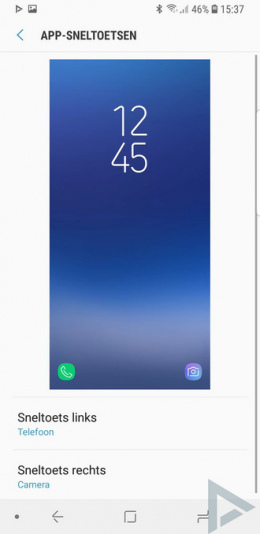 Samsung Galaxy S9 snelkoppelingen vergrendelscherm