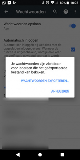 Chrome 66 wachtwoorden exporteren