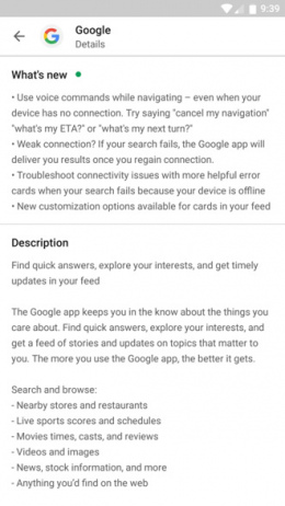 Google Play Store wit changelog