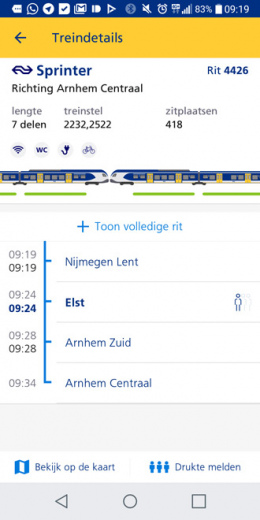 NS app zitplaatszoeker