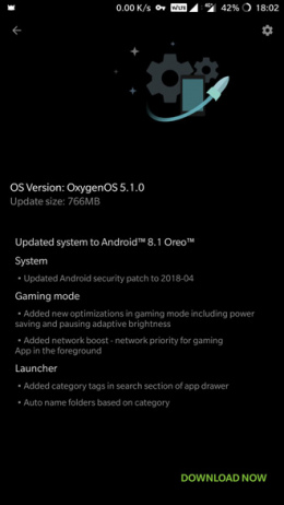 OnePlus 5 5T Android 8.1 Oreo