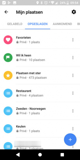 Google Maps 9.77 lijsten