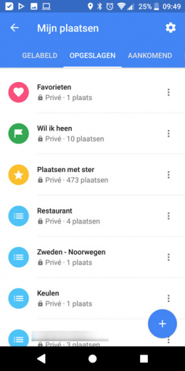 Google Maps lijsten oud