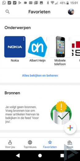 Google Nieuws 5.0 favorieten