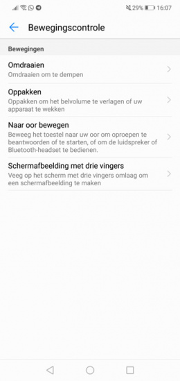 Huawei P20 Lite bewegingscontrole