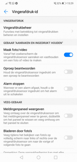 Huawei P20 Lite vingerafdruk