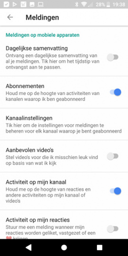 YouTube notificaties