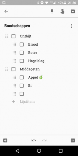 Google Keep inspringen