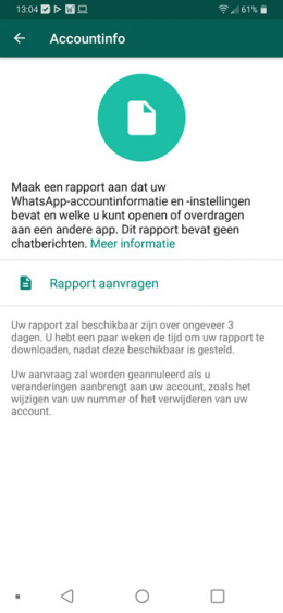 WhatsApp rapport aanvragen