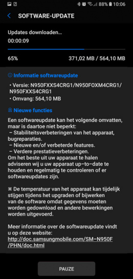 Galaxy Note 8 beveiligingsupdate juli 2018