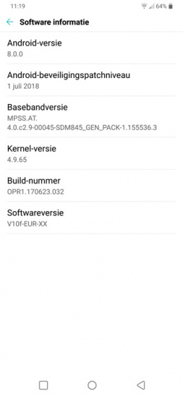 LG G7 beveiligingsupdate juli 2018