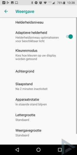 Moto G6 Weergave instellingen