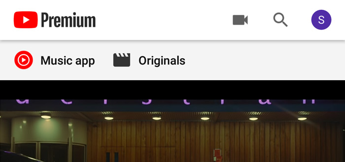 YouTube Premium header