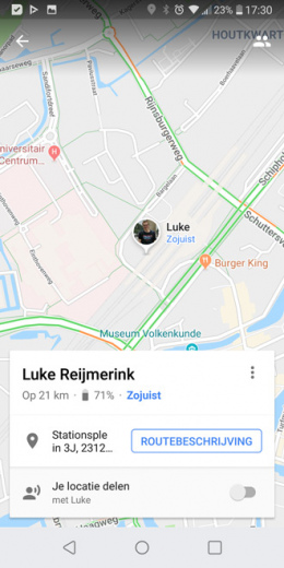 google maps locatie delen batterijniveau