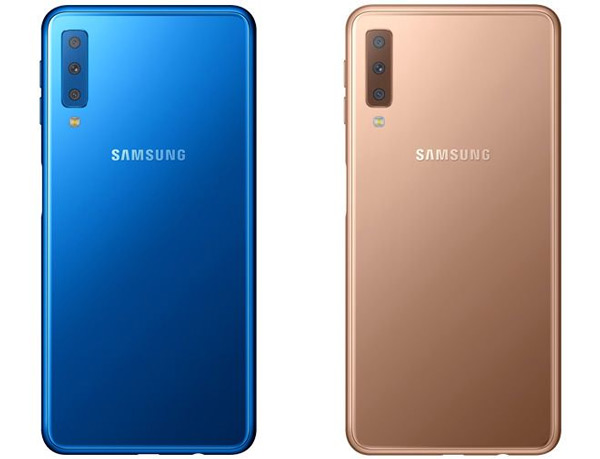 Samsung Galaxy A7 2018 blauw goud