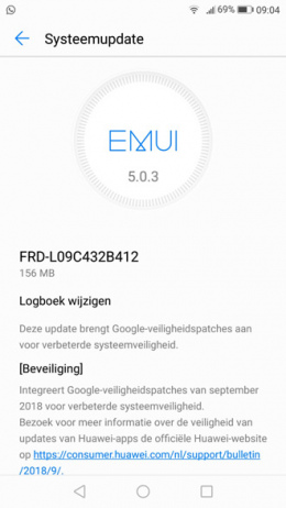 Honor 8 beveiligingsupdate september 2018