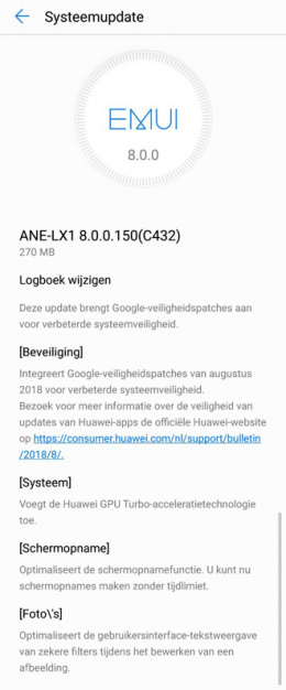 Huawei P20 Lite B150 augustus update