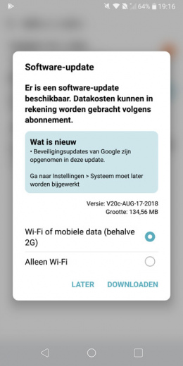 LG G6 beveiligingsupdate augustus 2018