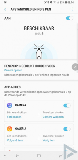 Galaxy Note 9 S Pen afstandsbediening