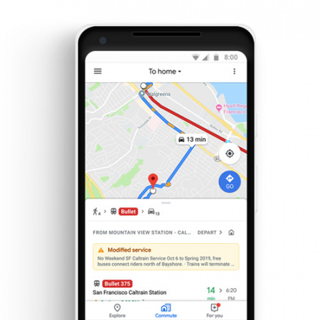 Google Maps route ov auto