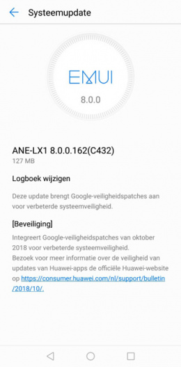 Huawei P20 Lite beveiligingsupdate oktober 2018