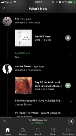 Spotify What's new timeline