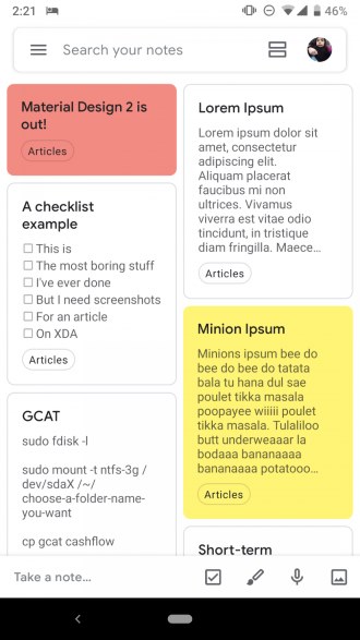 Google Keep nieuw design