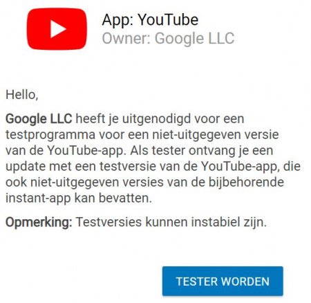 YouTube beta app