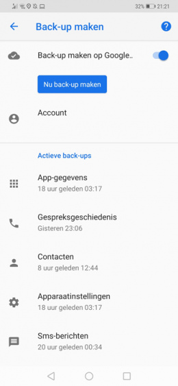 Google Drive back-up maken