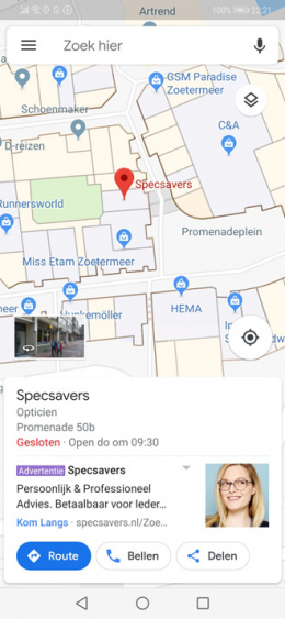 Google Maps advertentie