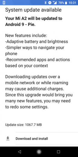 XIaomi Mi A2 Android Pie