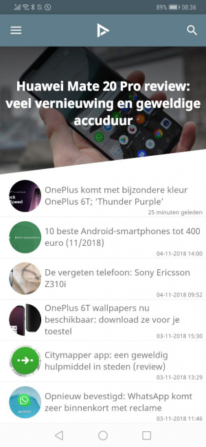 DroidApp app 3.0 startscherm