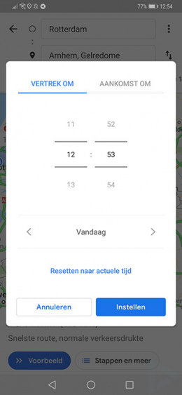 Google Maps aankomsttijd