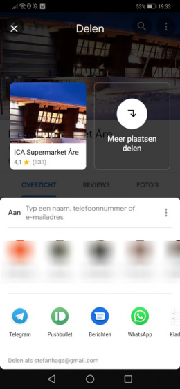 Google Maps deel-menu