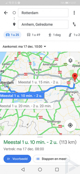 Google Maps tijd instellen