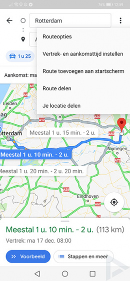 Google Maps vertrektijd