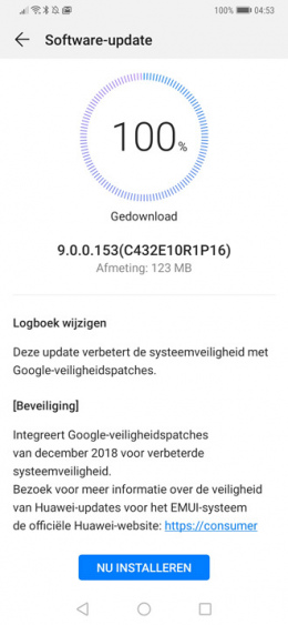 Huawei Mate 20 pro beveiligingsupdate december 2018