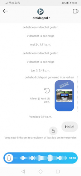 Instagram Direct audiobericht