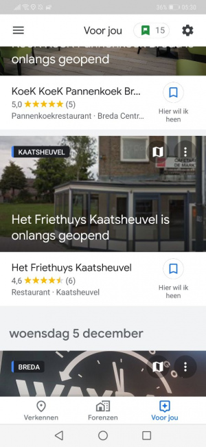 Google Maps voor jou tabblad