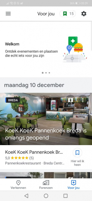 Google Maps voor jou tabblad