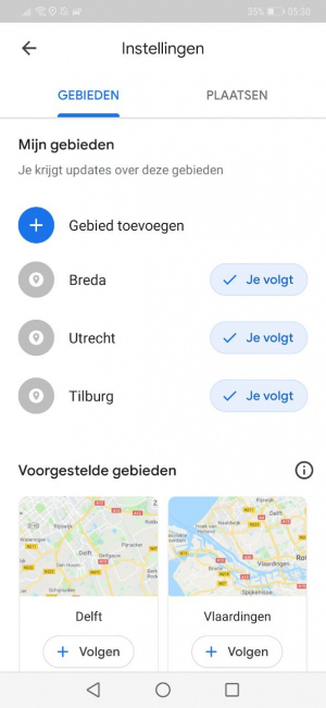 Google Maps voor jou tabblad