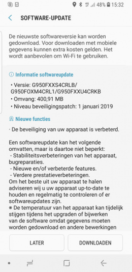 Galaxy S8 januari update