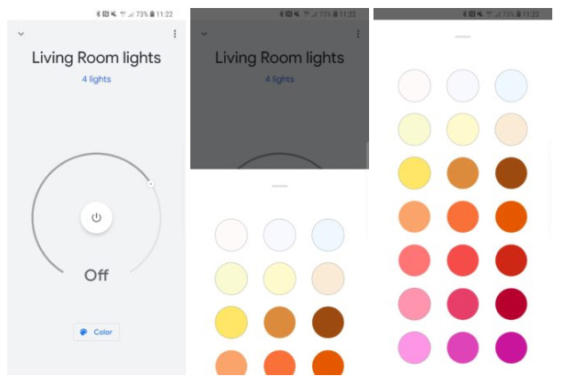 Google Home app kleuren lamp
