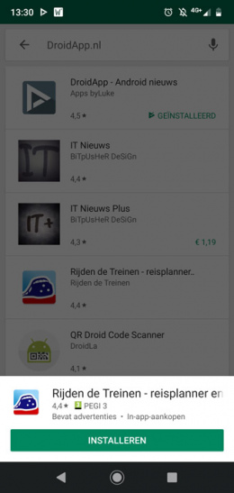 Google Play Store snelle kaarten