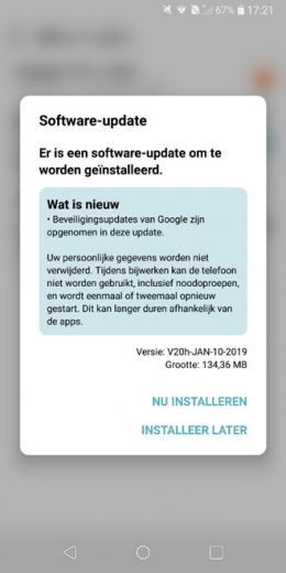 LG G6 beveiligingsupdate januari 2019