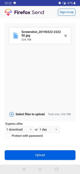 Firefox Send app