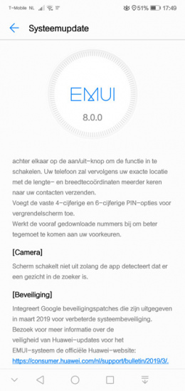 Huawei p20 Lite beveiligingsupdate maart 2019